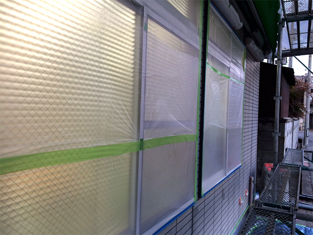 玉野市　H薬局様　屋根・外壁塗装施工事例施工中