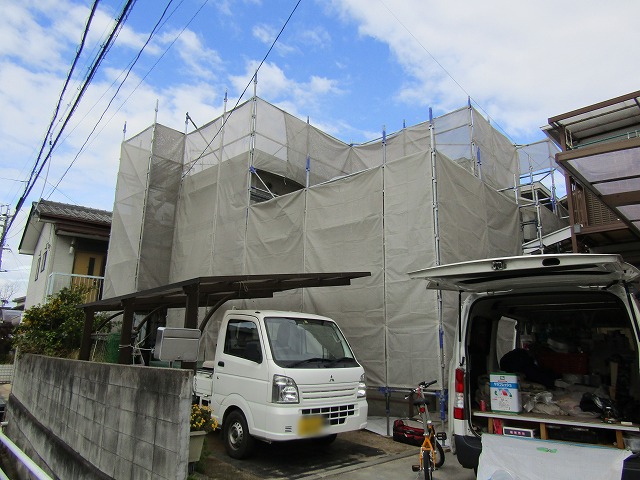 倉敷市の外壁と屋上工事の住宅