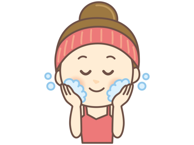 洗顔している女性のイラスト