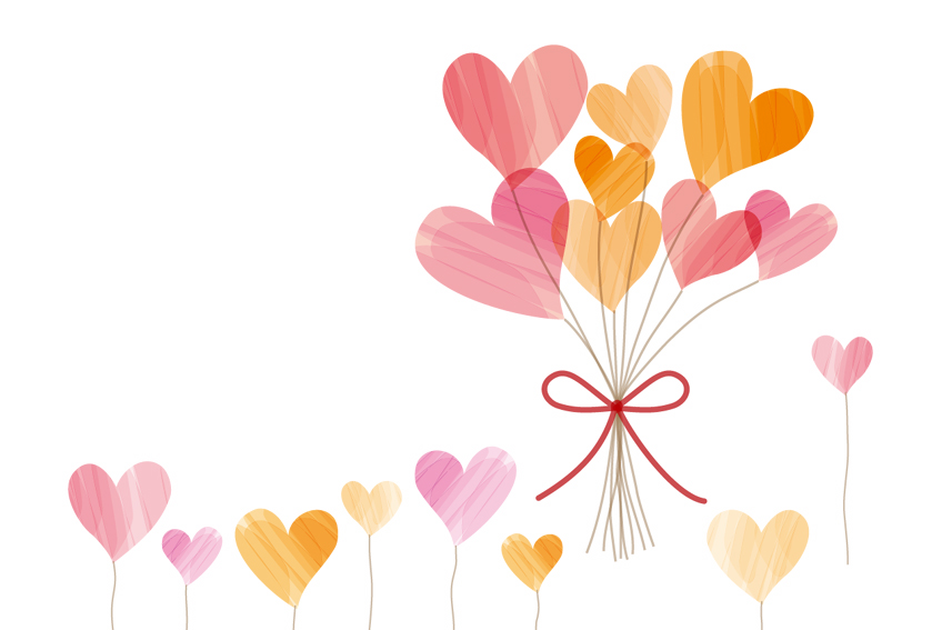 ハートの形が花束になったイラスト