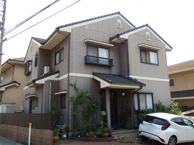 倉敷市水江外壁塗装工事の施工前全景