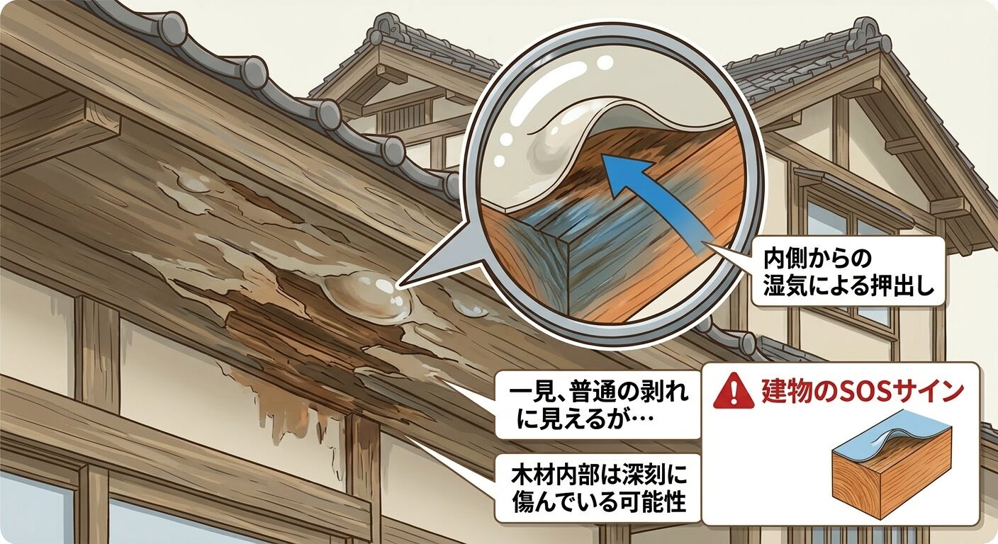 内側からの雨漏り被害の様子イラスト