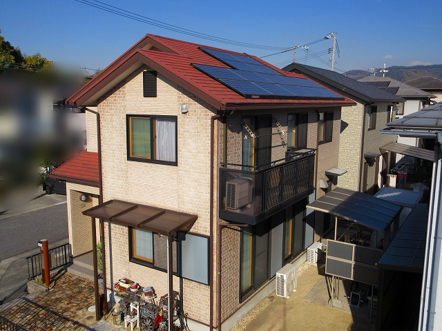 倉敷市児島　屋根外壁塗装施工前の全景